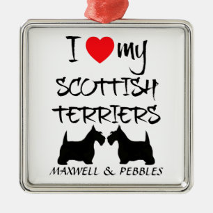Custom I Liebe My Scottish Terriers Silbernes Ornament