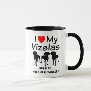 Custom I Liebe My Three Vizsla Hogs Silhouette Tasse