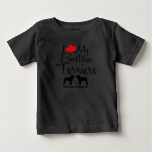 Custom I Liebe My Two Boston Terrier Baby T-shirt