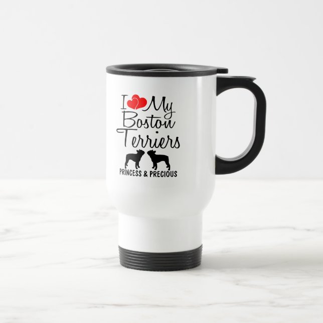 Custom I Liebe My Two Boston Terriers Tasse (Rechts)