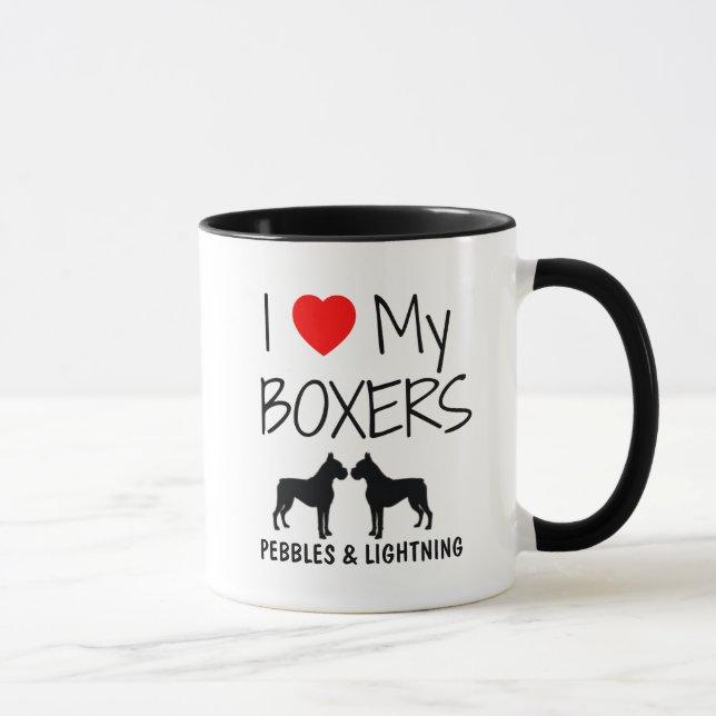 Custom I Liebe My Two Boxers Tasse (Rechts)