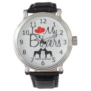 Custom I Liebe My Two Boxers Watch Armbanduhr