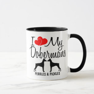 Custom I Liebe My Two Doberman Hunde Tasse