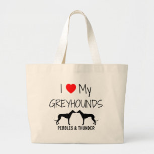 Custom I Liebe My Two Greyhounds Jumbo Stoffbeutel