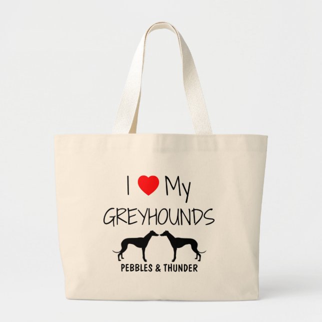 Custom I Liebe My Two Greyhounds Jumbo Stoffbeutel (Vorne)