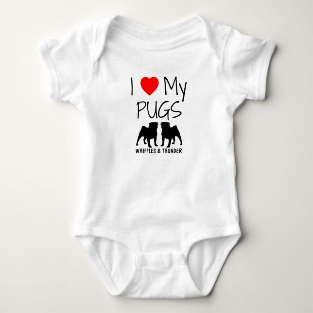 Custom I Liebe My Two Mops Baby Strampler (Vorderseite)