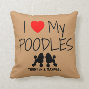 Custom I Liebe My Two Poodles Kissen