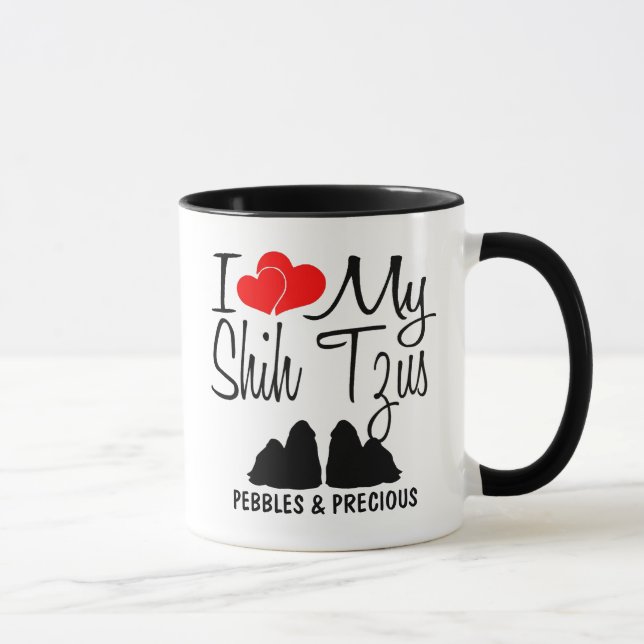 Custom I Liebe My Two Shih Tzus Tasse (Rechts)