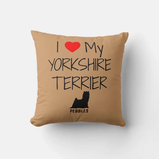 Custom I Liebe My Yorkshire Terrier Kissen (Vorderseite)