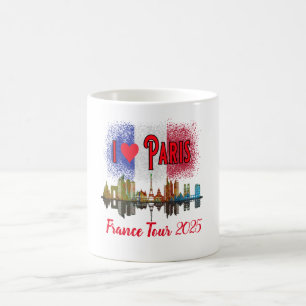 Custom I Liebe Paris Skyline Französisches Flaggen Kaffeetasse