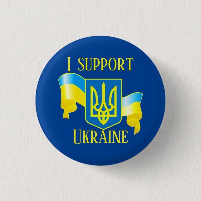 Custom I support Ukraine UKRAINIAN FLAG Button Pat (Vorderseite)