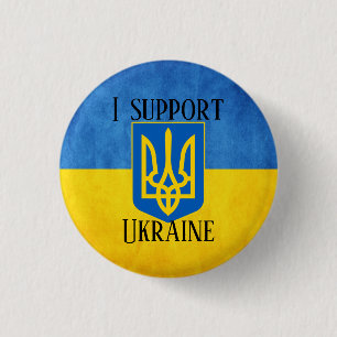 Custom I support Ukraine UKRAINIAN FLAG Button Pat