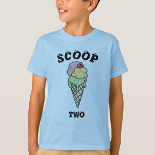 Custom Ice Creme Cone Scoop Zwei Twins Geburtstag T-Shirt