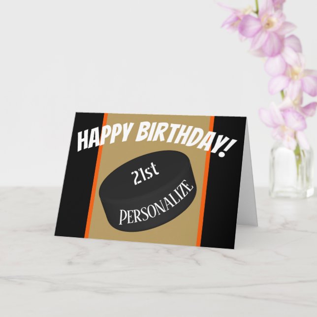 Custom Ice Hockey Personalisiert Name Age Birthday Karte (Orchidee)