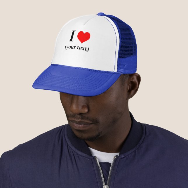 CUSTOM! Ich höre Trucker Hat - Weiß und Royal Blue Truckerkappe (Beispiel)