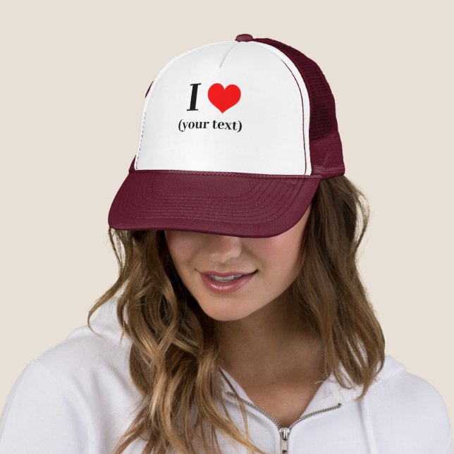 Custom! Ich höre Trucker Hat - White und Maroon Truckerkappe (Beispiel)