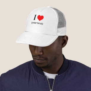 CUSTOM! Ich Liebe Trucker Hut - Weiß und Weiß Truckerkappe