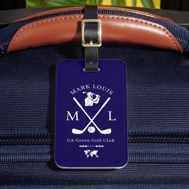 Custom ID Cool Blue Tag für Golfers Gepäckanhänger (Vorderseite Insitu 2)