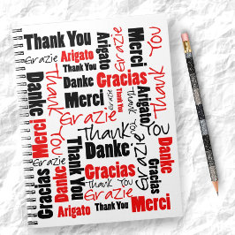 Custom Image Red Black Danke Word Cloud Notizblock
