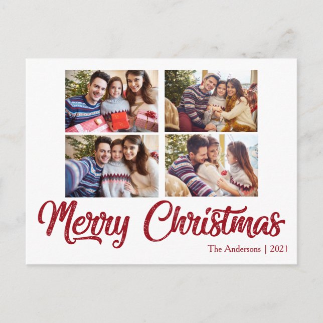 CUSTOM IMAGE TEXT Einfache Elegante Weihnachten Postkarte (Vorderseite)