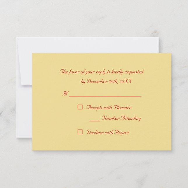 Custom Imitate Gold Rot Elegantes Weihnachtsfest P RSVP Karte (Vorderseite)