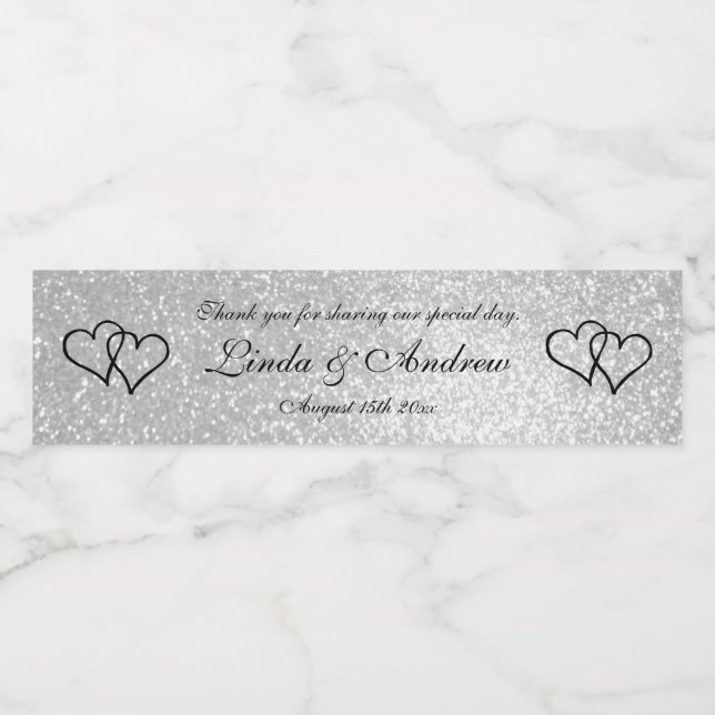 Custom Imitate Silber Glitzer Hochzeitsfeier Gefal (Einzelnes Label)
