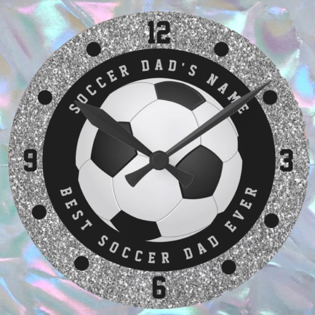 Custom Imitate Silver Glitzer Soccer Ball Soccer V Runde Wanduhr (Von Creator hochgeladen)