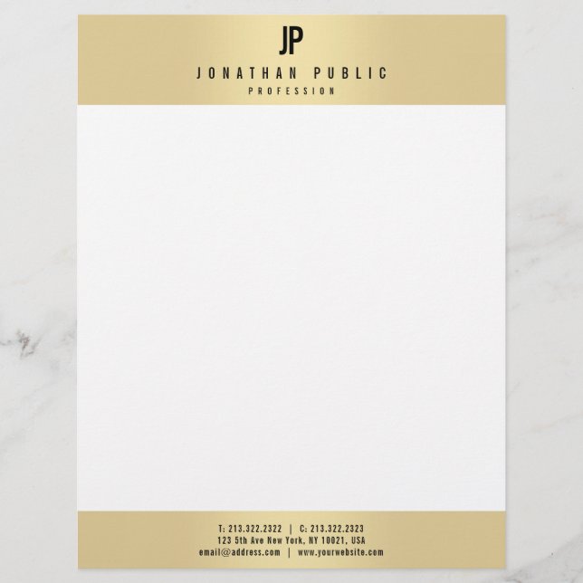 Custom Imitats Gold Eleganter Monogram Glamour Mod Briefbogen (Vorderseite)