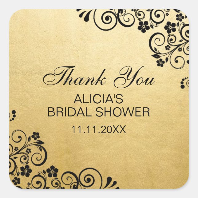 Custom Imitats Gold Foil Brautparty Vielen Dank Quadratischer Aufkleber (Vorderseite)