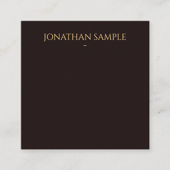 Custom Imitats Gold Text Elegantes Schwarzes Velve Quadratische Visitenkarte (Vorderseite)