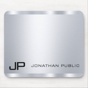Custom Imitats Silver Metallic Look Mit Monogramm Mousepad