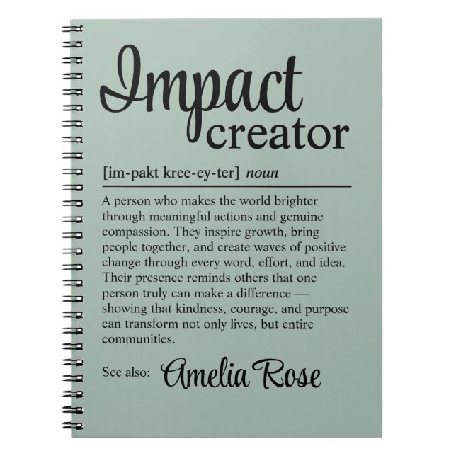 Custom Impact Creator Definition Appreciation Notizblock (Vorderseite)