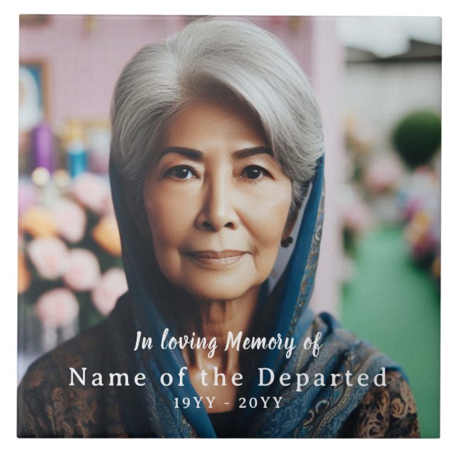 Custom In Loving Memory Keepsake Photo Name Dates Fliese (Vorderseite)