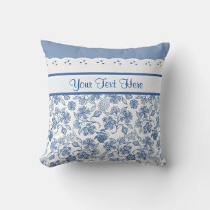 Custom Indigo Blue auf Weiße Blüte und Imitate Spi Kissen