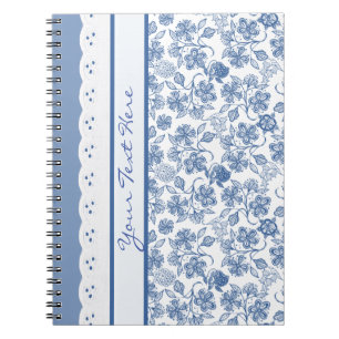 Custom Indigo Floral und Imitate Lace Notebook Notizblock