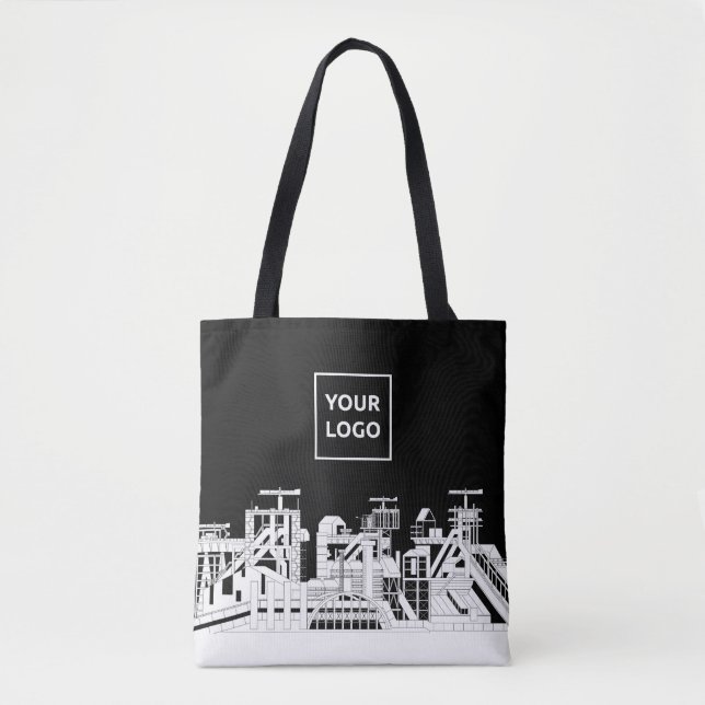 Custom Industrial Skyline Tote Bag with Logo (Devant)