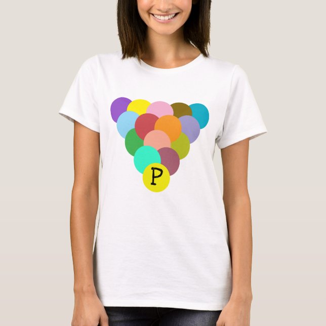 Custom Initial Colorful Regenbogenkreis Dreieck T-Shirt (Vorderseite)