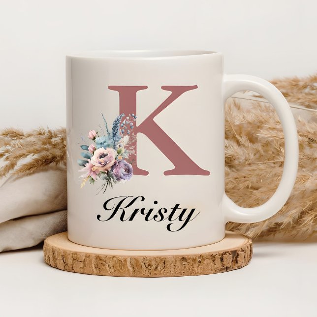 Custom Initial & Girl Name Personalized Monogram Kaffeetasse (Von Creator hochgeladen)