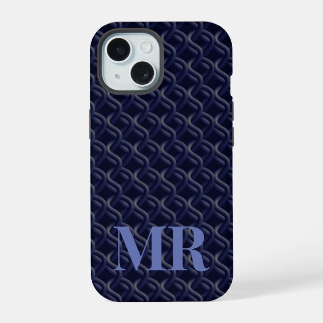 Custom Initial Large Modern Blue Lattice Rubber (Verso)