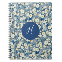 Custom Initial Monogram Daisies Floral Notebook