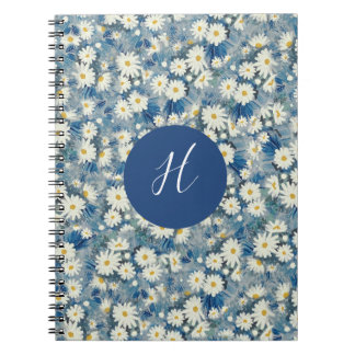 Custom Initial Monogram Daisies Floral Notebook Notizblock