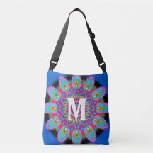 Custom Initial Psychedelic Cross Body Tasche blau