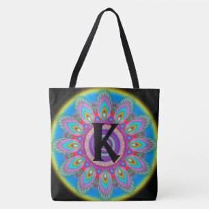 Custom Initial psychedelic Large Tasche BLACK