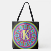 Custom Initial psychedelic Large Tasche BLACK 2