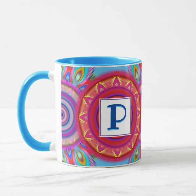 Custom Initial Psychedelic Regenbogenkaffee Tasse (Links)