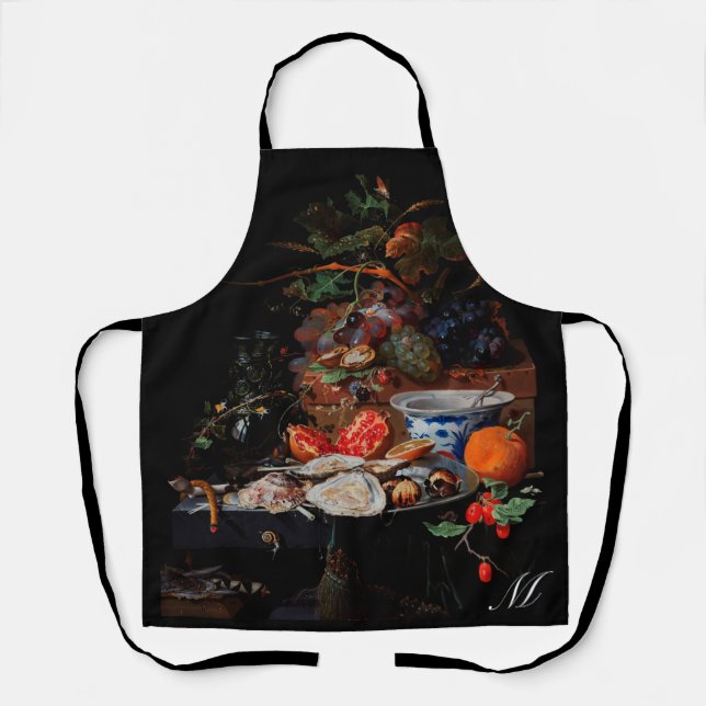 Custom Initial RENAISSANCE Black Fruits oysters Schürze (Vorderseite)