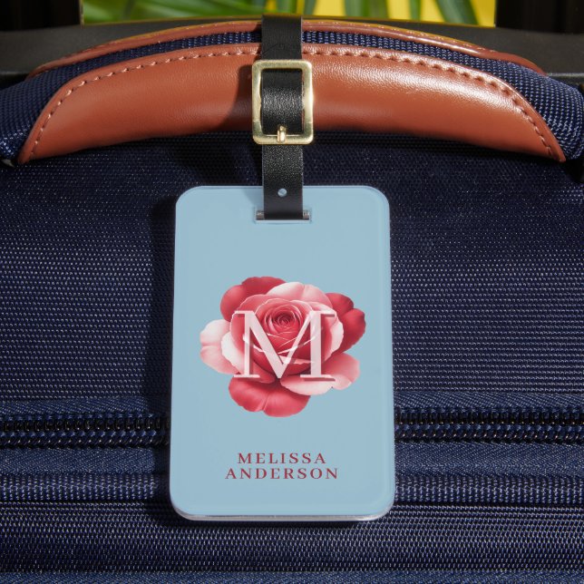 Custom Initial Rose iPhone Case | Modern Floral  Gepäckanhänger (Vorderseite Insitu 2)