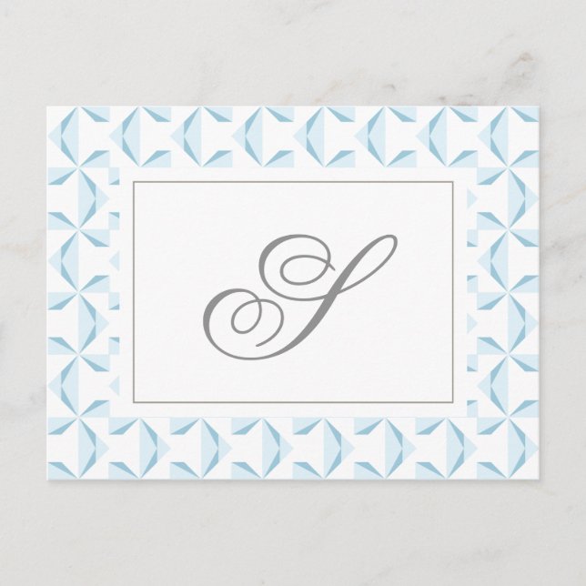 Custom Initial Sky Blue Pinwheels Postkarte (Vorderseite)
