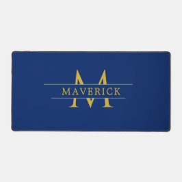 Custom Initials and Name Navy Desk Mat for Work Schreibtischunterlage