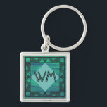 Custom Initials Aquamarin Green Wood Modern Rustic Schlüsselanhänger<br><div class="desc">Das elegante Art Deco inspirierte mit Monogramm Design für elegante Männer.</div>